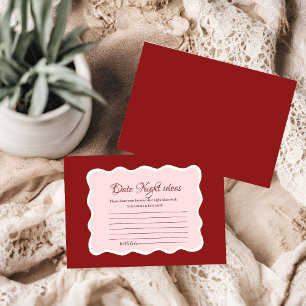 Red Valentine Date Night Ideas Bridal Shower Enclosure Card