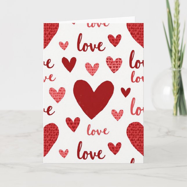 Red Valentine Day Love Hearts Card (Front)