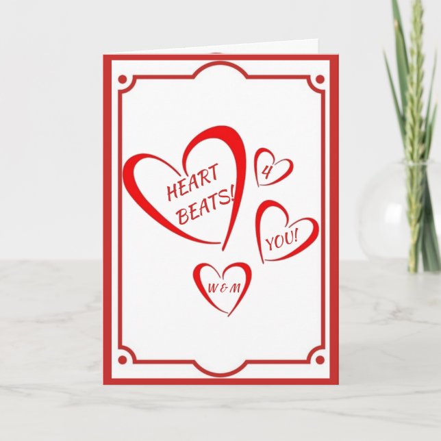 RED VALENTINE HEART BEATS HOLIDAY CARD (Front)