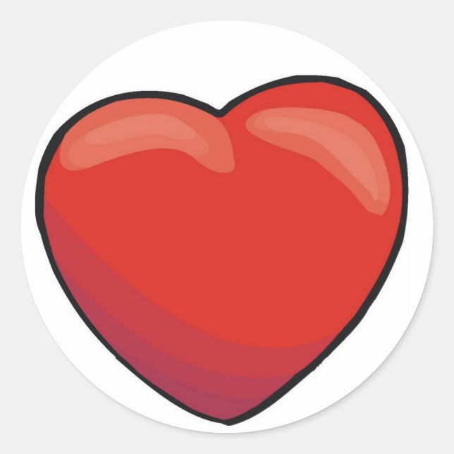 Red Valentine Heart Classic Round Sticker (Front)