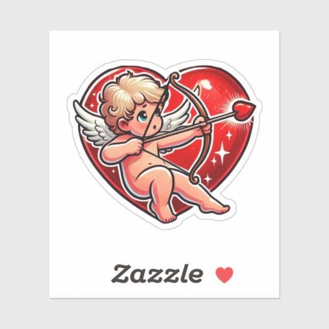 Red Valentine Heart Cupid Sticker (Sheet)