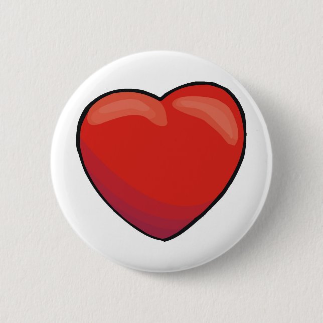 Red Valentine Heart Pinback Button (Front)
