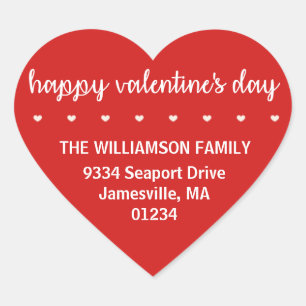 Red Valentine Heart-Shaped Return Address Labels