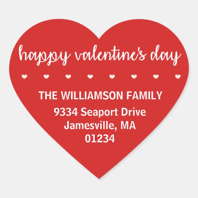 Red Valentine Heart-Shaped Return Address Labels (Front)