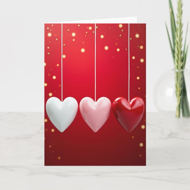Red Valentine Hearts Card (Front)