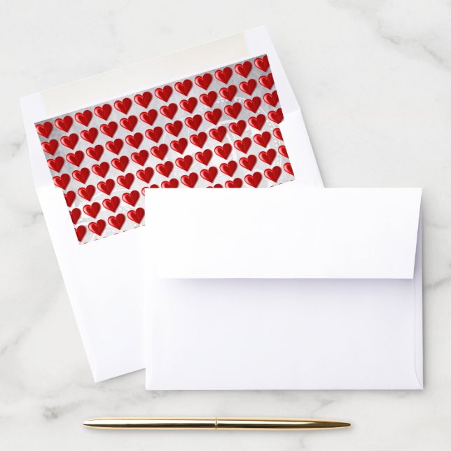 Red Valentine Hearts Envelope Liner (Desk)
