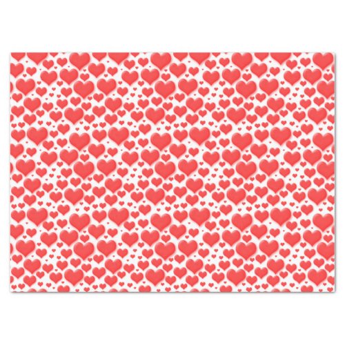 Red Valentine Hearts Floating Pattern Tissue Paper