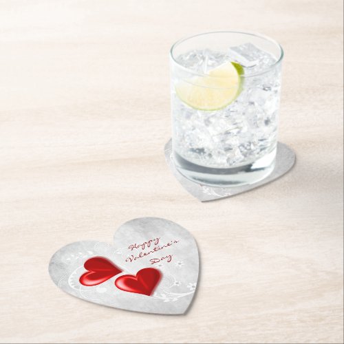 Red Valentine Hearts Paper Coaster