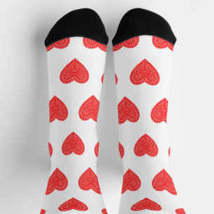 Red Valentine Hearts Pattern Socks