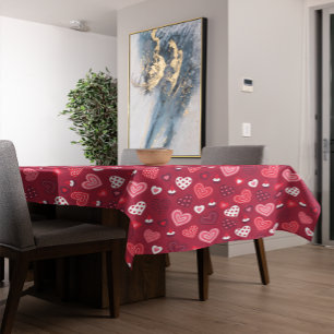 Red Valentine hearts pattern Tablecloth