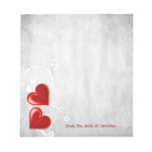 Red Valentine Hearts Personalized Notepad
