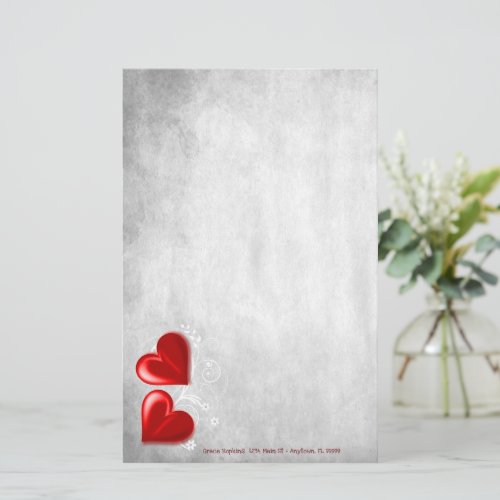 Red Valentine Hearts Personalized Stationery