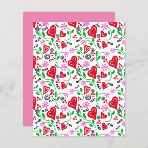 Red Valentine Hearts Pink Flowers Scrapbook Paper