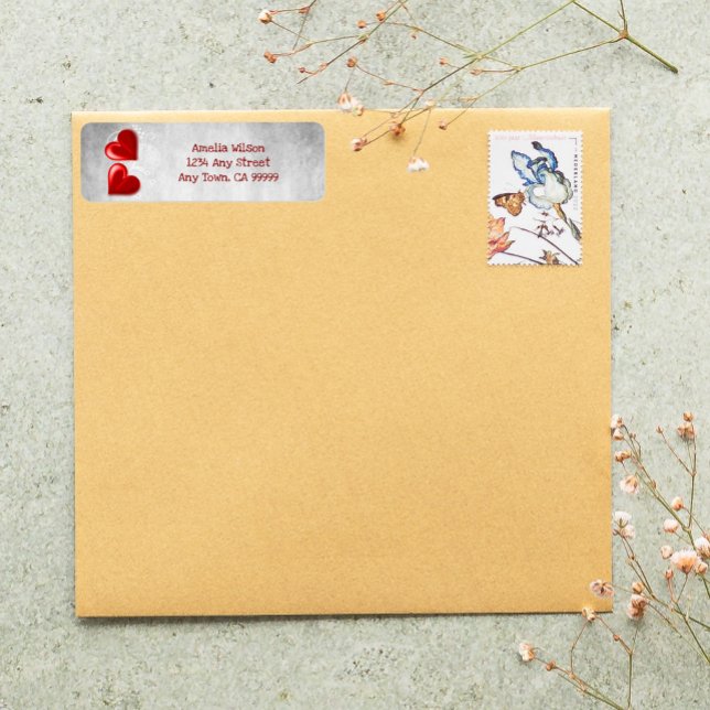 Red Valentine Hearts Return Address Label (Red Valentine Hearts Return Address Label)