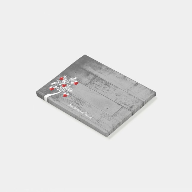 Red Valentine Hearts Tree Personalized Notes (Angled)