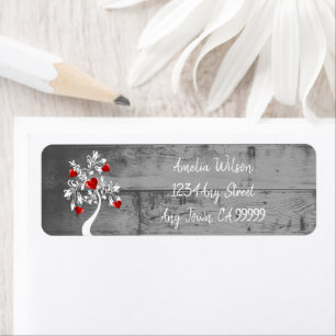 Red Valentine Hearts Tree Return Address Label
