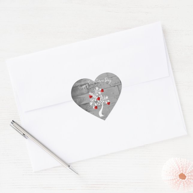 Red Valentine Hearts Tree Sticker (Envelope)