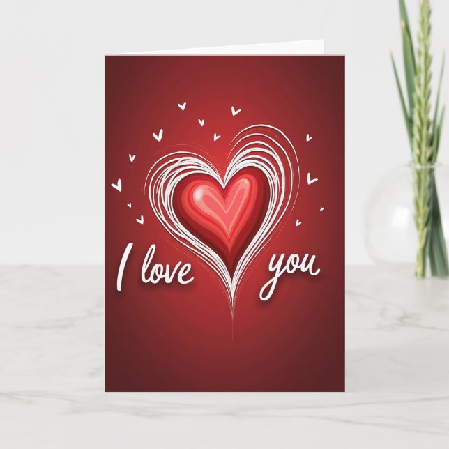 Red Valentine I Love You Heart Card (Front)