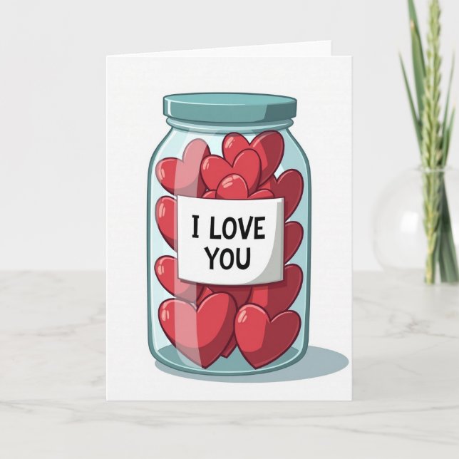 Red Valentine I Love You Jar Card (Front)