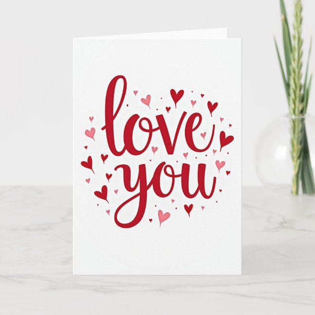 Red Valentine Love You Card (Front)