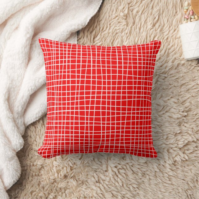 Red Valentine Modern Line Pattern Throw Pillow (Blanket)