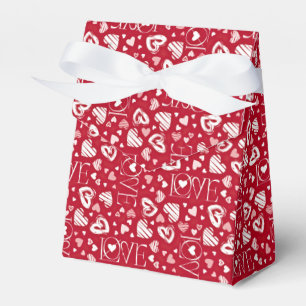 Red Valentine Pattern with LOVE and Heart Motif Favor Boxes