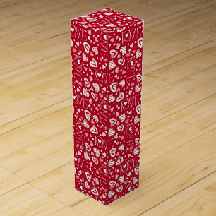 Red Valentine Pattern with LOVE and Heart Motif Wine Box