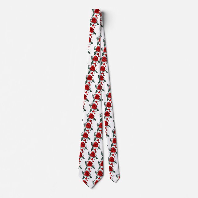 Red Valentine Rose Neck Tie (Front)