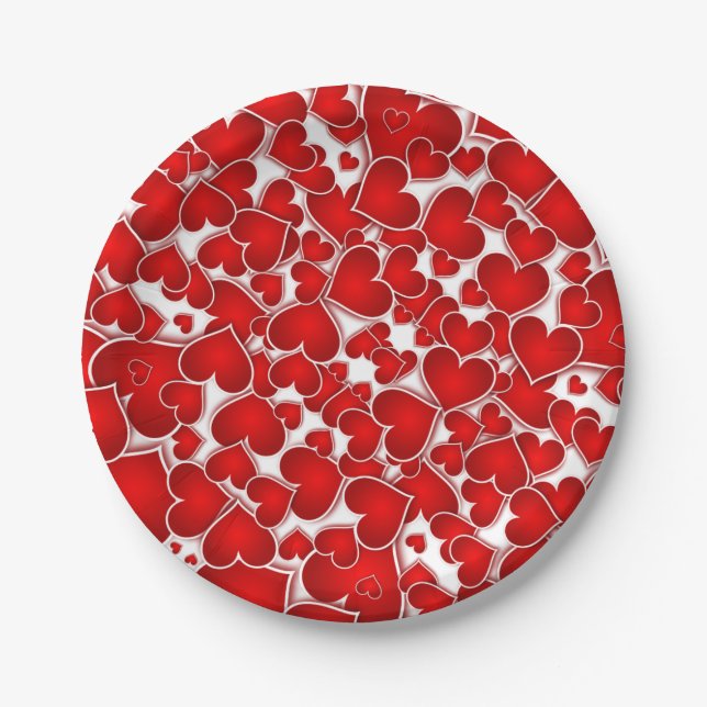 Red Valentine Sweetheart Valentine's Day Party Paper Plates (Front)