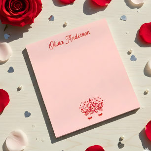 Red Valentine Unicorn Kids Valentines Day Custom Notepad