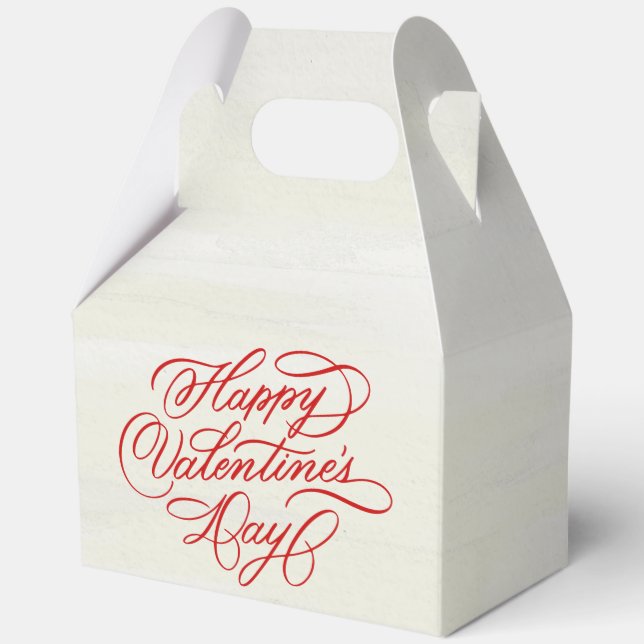 Red Valentines Day Calligraphy Favor Boxes (Front)