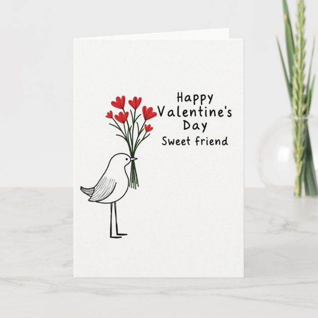 Red Valentines Day Friend Card (Front)