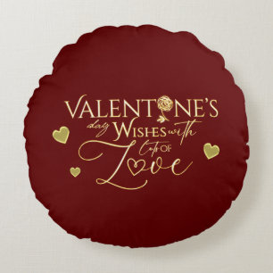 Red Valentine's Day Gifts Round Pillow