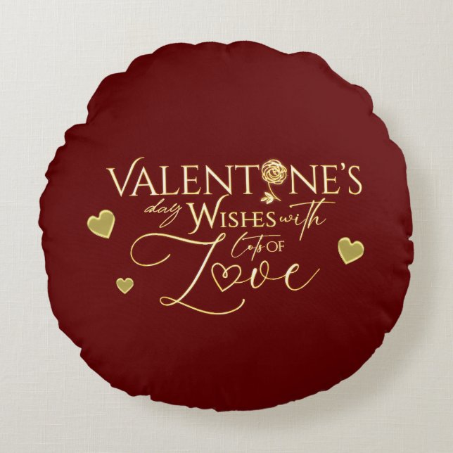 Red Valentine's Day Gifts Round Pillow (Front)