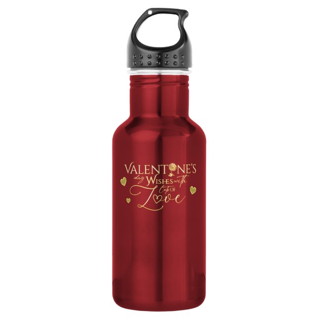 Red Valentine's Day Gifts Stainless Steel Water Bottle (Front)