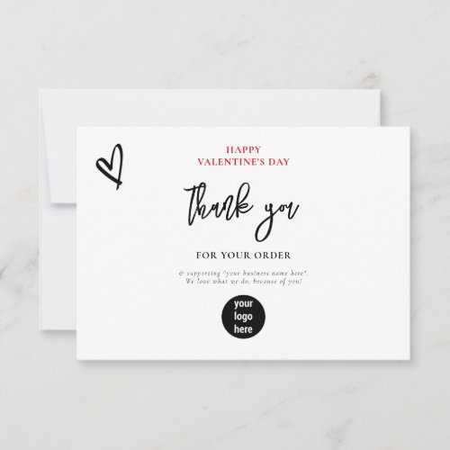 Red Valentines Day Heart Business Thank You Logo 