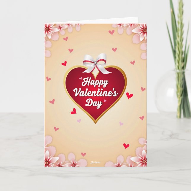 Red Valentines Day Heart Love Card (Front)