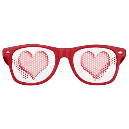 Red Valentines Day Heart Shapes Retro Sunglasses