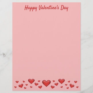 Red Valentine's Day Hearts &amp; Custom Text Letterhead