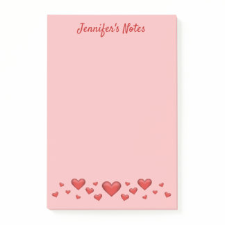Red Valentine's Day Hearts &amp; Custom Text Post-it Notes