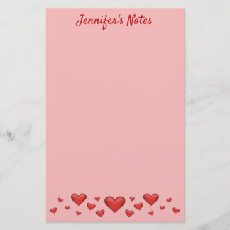 Red Valentine's Day Hearts &amp; Custom Text Stationery