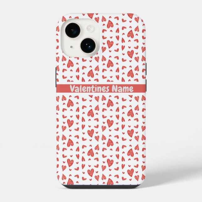Red valentines day hearts iphone case (Back)