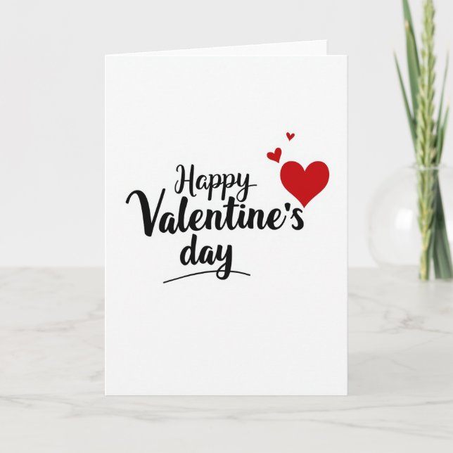 Red Valentines Day Hearts Script Card (Front)