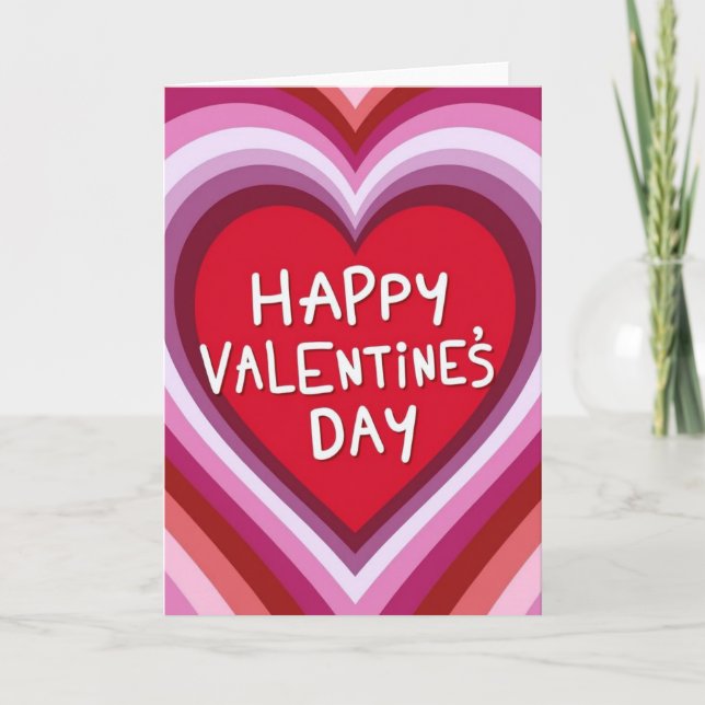 Red Valentines Day Layered Heart Card (Front)