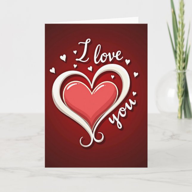 Red Valentines Day Love Hearts Card (Front)