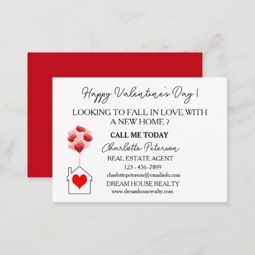 Red Valentines Day Real Estate Marketing  Note Card