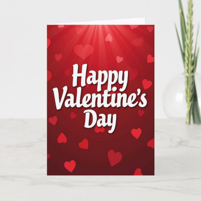 Red Valentines Day Romantic Hearts Card (Front)