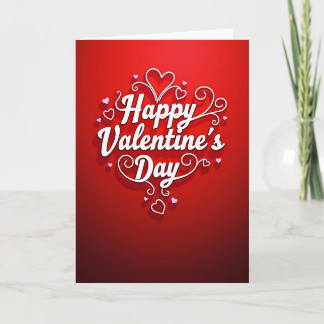 Red Valentines Day Romantic Script Card (Front)