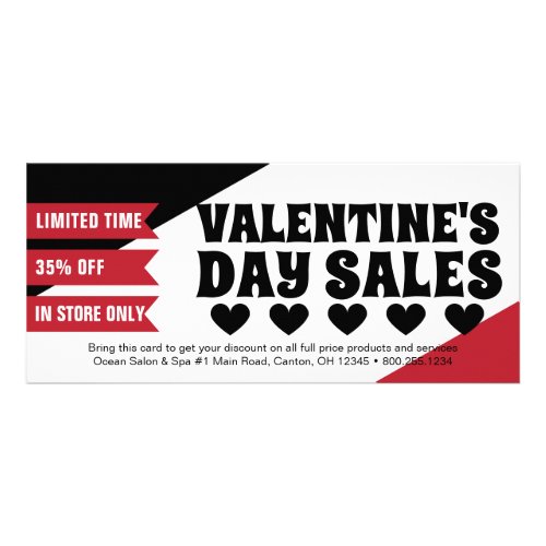 Red Valentines Day Sales Promo Rack Card