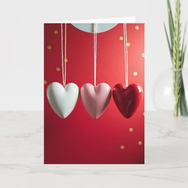 Red Valentines Glossy Hearts Card (Front)